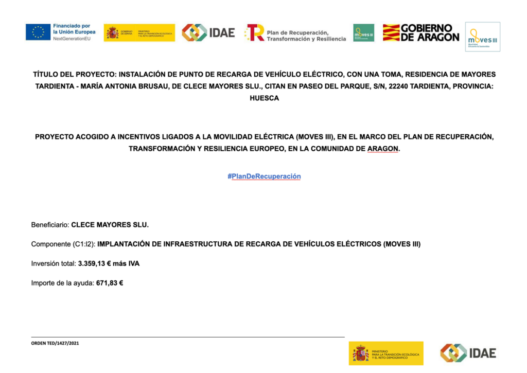 Cartel punto de recarga vehículo eléctrico